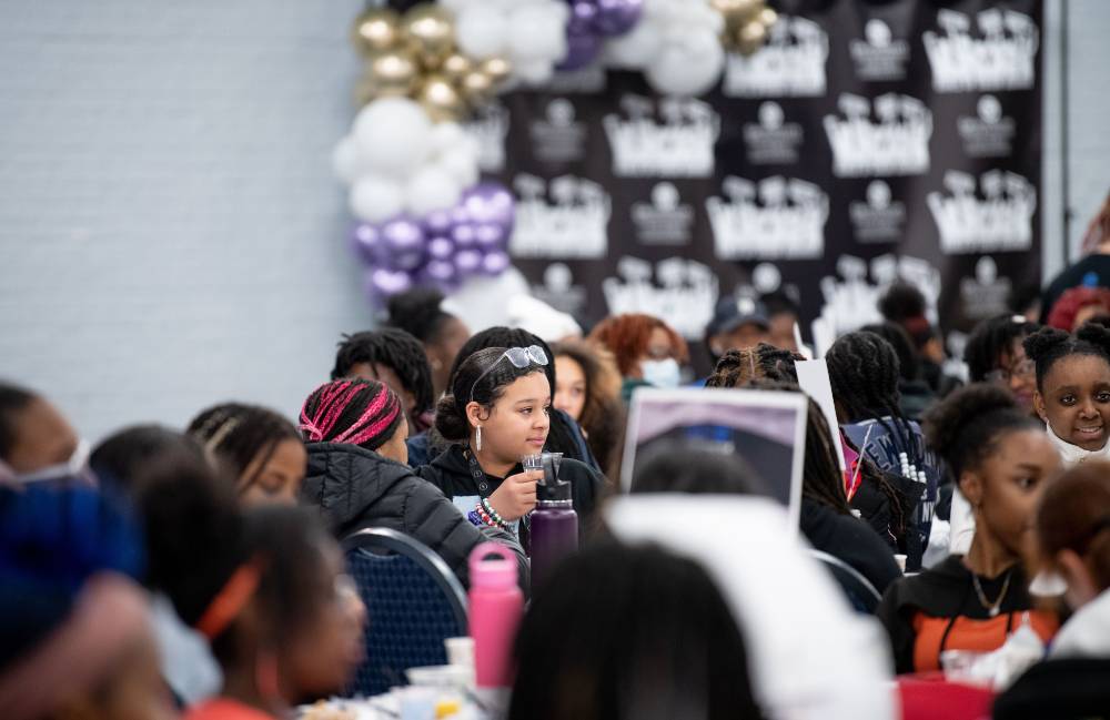 Girls of Color Summit previous event and an overview of the attendees talking